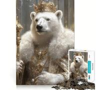Polar Bear King 1000 Piece Jigsaw Puzzles for Teenagers Memory Boost Home Leisure Image Assembly Lovely Gift (50x75cm)