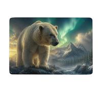 Polar Bear Landscape Double Exposure Area Rug 150 x 100 cm, Soft Non Slip | Short pile area rug - works well in smaller rooms; soft underfoot feel; for smaller indoor spaces