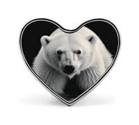 Polar Bear Lapel Pin Elegant Heart Shape Brooch Badge Funny Personalized Pinback Button Badge Fashion Cute Heart Brooch Pins for Bag Jacket Clothes Accessories
