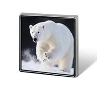 Polar Bear Lapel Pin Fashion Brooch Pin Cute Button Badges Square Button Pins Enamel Pins Metal Pinback for Hat Shirt Clothing Bags Decoration