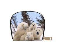 Polar Bear Leather Semi-Circular Card Bag, Compact and Convenient, Easy to Store