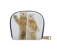 Polar Bear Leather Semi-Circular Card Bag, Compact and Convenient, Easy to Store