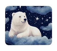Polar Bear Lies On Clouds Mouse Mat With Stitched Edges Mousemat Portable Mouse Pad For Studying Office Pc 25X30Cm