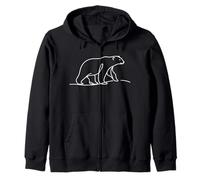 Polar Bear Line Art Nature Lover Zip Hoodie