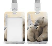 Polar Bear Love Badge Holder Hard Plastic Card Case Protector Pouch Name Key Card Holder Case for Office ID Credit Cards and Proximity Key Cards