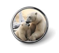 Polar Bear Love Badge Holder Personalized Metal Button Pin Fashion Round Badge with Pattern Pin DIY Button Badges Exquisite Brooch Crafts Gift Clothes Decorative Pins
