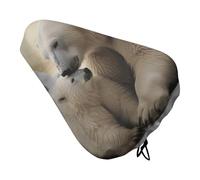 Polar Bear Love Bike Seat Cover for Men Women Water Repellent Exercise Bike Seat Cushion Adjustable Bicycle Seat for Outdoor Biking