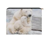 Polar Bear Love Multi Purpose Polyester Zipper Makeup Pouch Portable Cosmetic Storage Organiser Lightweight Toiletry Carry Bag for Holiday Overnight Stays Daily Essentials Storage