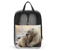 Polar Bear Love Shoe Bags Foldable Breathable Portable Shoe Puches Organizer Stylish Expandable Packing Travel Shoes Bags for Sneakers Gym Luggage Closet