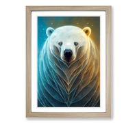 Polar Bear Magic Framed Print | A2 Oak Framed Wall Art | Ready to Hang | Modern Animal Picture | Living Room Bedroom Lounge Office