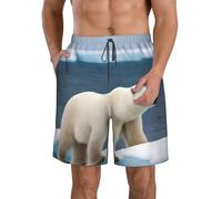 Polar Bear Men's Swim Trunks Quick Dry Board Shorts with Pockets Beach Shorts Bathing Suits for Men, White, L