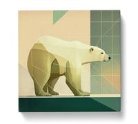 Polar Bear Mid-Century No.1 Canvas Print | Gallery Wrapped 30mm Frame Wall Art | 20x20 inches | Ready to Hang | Mid-Century Modern Animals Picture | Living Room Bedroom Lounge Office