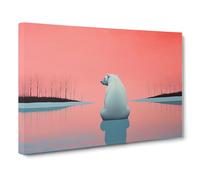Polar Bear Minimalism Canvas Print | Gallery Wrapped 30mm Frame Wall Art | 30x20 inches | Ready to Hang | Minimalist Animals Picture | Living Room Bedroom Lounge Office