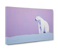 Polar Bear Minimalism Canvas Wall Art Print 30x20 Inch | Ready to Hang, Gallery Wrapped, Fade-Resistant Inks, Securely Packaged, UK Made