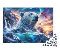 Polar Bear Mountain Waterfall Jigsaw Puzzle, 1000 Pcs For Adults High | 52x38cm Art Admirers, Birthday Gift, Cardboard, Mood Calming, Tight Puzzle Fit