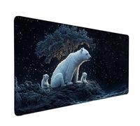 Polar Bear Mouse Pad Large 900x300mm, Black Gaming Mouse Pad Waterproof Desk Mat with 3MM Stitched Edges, Non-Slip Rubber Base Mousepad Computer Accessories for Gaming, Office, Home, Gifts -lsy260321