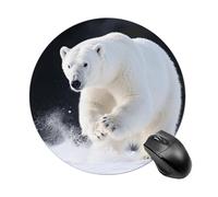 Polar Bear Mouse Pad Round Laptop Mouse Mat Cute Computer Mousepad Keyboard Pad Non-Slip Desk Pads for Gaming Office Work Home