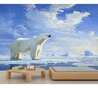Polar Bear Mural Ice Sheet Wallpaper Polar Landscape Wall Mural Oversized Wall Poster Style Playroom Cafe Decor Poster Background Decor (Non-self-Adhesive)