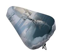 Polar Bear on Ice Bike Seat Cushion Waterproof Bicycle Seat Cover with Drawstring Comfort Dustproof Rain Proof Protection Bike Seat for Outdoor Most Bicycles Mountain Road Bikes