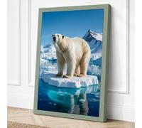 Polar Bear on Ice Coastal Canvas Wall Art Print 18x12 Inch