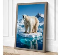 Polar Bear on Ice Coastal Canvas Wall Art Print 18x12 Inch