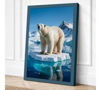 Polar Bear on Ice Coastal Canvas Wall Art Print 24x16 Inch