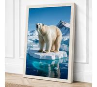Polar Bear on Ice Coastal Canvas Wall Art Print 24x16 Inch