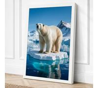 Polar Bear on Ice Coastal Canvas Wall Art Print 36x24 Inch