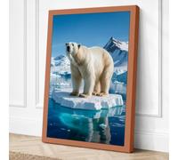 Polar Bear on Ice Coastal Canvas Wall Art Print 36x24 Inch
