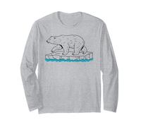 Polar Bear on Ice Floe Minimal Arctic Illustration Long Sleeve T-Shirt