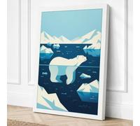 Polar Bear on Ice Minimalist Canvas Wall Art Print 18x12 Inch