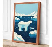 Polar Bear on Ice Minimalist Canvas Wall Art Print 18x12 Inch