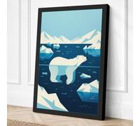 Polar Bear on Ice Minimalist Canvas Wall Art Print 24x16 Inch