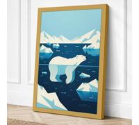 Polar Bear on Ice Minimalist Canvas Wall Art Print 24x16 Inch