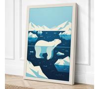 Polar Bear on Ice Minimalist Canvas Wall Art Print 30x20 Inch