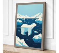 Polar Bear on Ice Minimalist Canvas Wall Art Print 36x24 Inch
