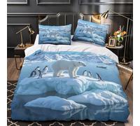 Polar Bear on Ice Quilt Cover 3D Design Printed Luxurious 3 Pcs Bedding Set Zipper Arctic Wildlife Scene Duvet Cover Super Soft All Season for Kids Adults Women Teens Youth Girls Single（140x200cm）