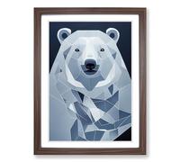 Polar Bear Painting Geometric Framed Wall Art Print, Ready to Hang Picture for Living Room Bedroom Home Office, Walnut A2 (48 x 66 cm)