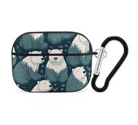 Polar Bear Pattern AirPods Pro 2 Case Cover, Shockproof Hard Shell Protective Case for Women Men, Compatible with Airpod Pro Case 2nd/1st Generation with Keychain-Black