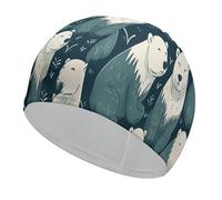 Polar Bear Pattern Bathing Cap High Elasticity Swimming Caps Fit Both Long Hair Short Hair Comfortable Large Shower Cap for Drag Reduction and Hair Protection