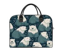 Polar Bear Pattern Laptop Tote Bag Casual Travel Handbag Multi Pocket Shoulder Bags for Work Travel