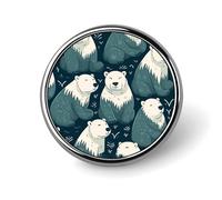 Polar Bear Pattern Round Badge Personalized Metal Lapel Pin Badges Fit Clothing Bags Hat Humorous Printed Brooch Badge Party Decorations Accessories for Men Women