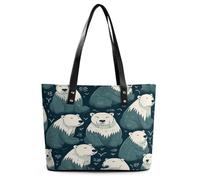 Polar Bear Pattern Tote Bag Large Soft Leather Purse with Zipper Lightweight Ladies Shoulder Handbag