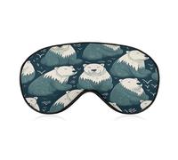 Polar Bear Pattern Travel Eye Mask Blackout Eye Mask for Sleeping Airplane Eyemask with Adjustable Strap Sleep Masks for Women Men Soft Night Blindfold Eyemask