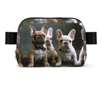 Polar Bear Penguin Fanny Pack Crossbody Waist Bag Pack Waterproof Mini Belt Bag Bum Hip Bag for Men Women, French Bulldog Puppies, One Size