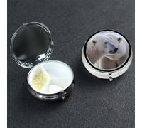 Polar Bear Pill Box 3 Compartment Round Metal Pill Case for Purse & Pocket, Portable Medicine Organizer Travel Pillbox Daily Pill Container Holder to Hold Vitamins, Fish Oil