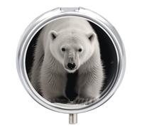 Polar Bear Pill Box Round Portable Small Pill Case Waterproof Travel Pill Box Organizer for Pocket Purse and Daily Convenience