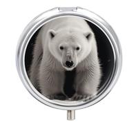Polar Bear Pill Box Waterproof Portable Medicine Pill Case Moisture Proof Metal Travel Pill Box with 3 Compartment Medicine Case