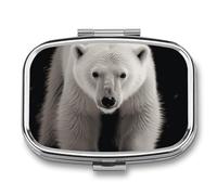 Polar Bear Pill Case with 2 Compartment, Pill Organizer Portable Square Pill Box,Vitamin Pill Organizer for Pocket Purse and Travel