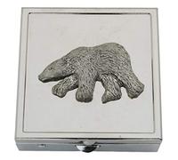 Polar Bear Pill Trinket Box Chrome with Mirror Gift 437